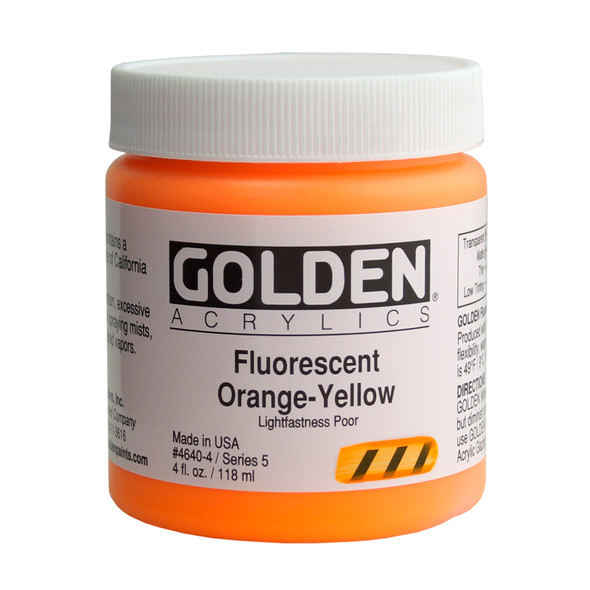 Golden Heavy Body Acrylic, 4oz. Jar, Fluorescent Orange Yellow