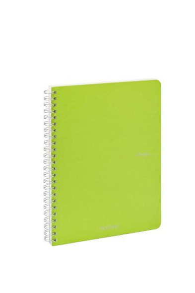 Fabriano EcoQua Spiral-Bound Notebook, 5.83" x 8.27", A5, Grid, 70 Sheets, Lime