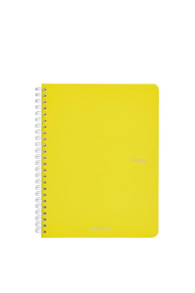  Fabriano EcoQua Spiral-Bound Notebook, 5.83" x 8.27", A5, Grid, 70 Sheets, Yello 