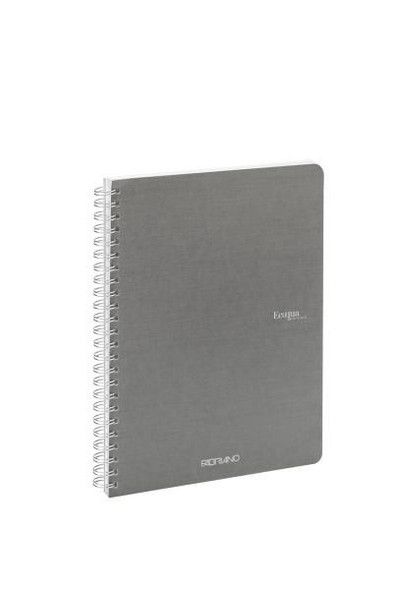 Fabriano EcoQua Spiral-Bound Notebook, 5.83" x 8.27", A5, Blank, 70 Sheets, Grey