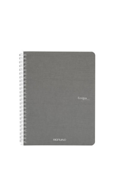 Fabriano EcoQua Spiral-Bound Notebook, 5.83" x 8.27", A5, Blank, 70 Sheets, Grey