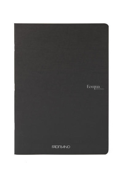 Fabriano EcoQua Notebook, 8.27" x 11.69", A4, Lined, 40 Sheets, Black