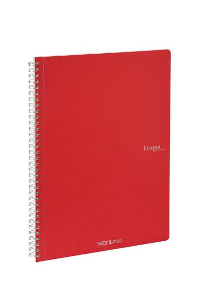 Fabriano EcoQua Spiral-Bound Notebook, 8.27" x 11.69", A4, Blank, 70 Sheets, Red