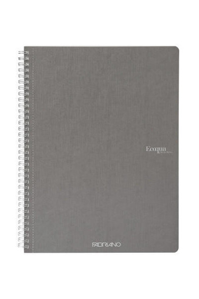  Fabriano EcoQua Spiral-Bound Notebook, 8.27" x 11.69", A4, Blank, 70 Sheets, Gre 