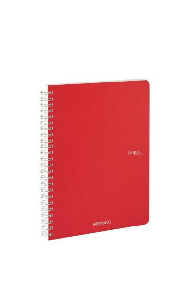 Fabriano EcoQua Spiral-Bound Notebook, 5.83" x 8.27", A5, Blank, 70 Sheets, Red