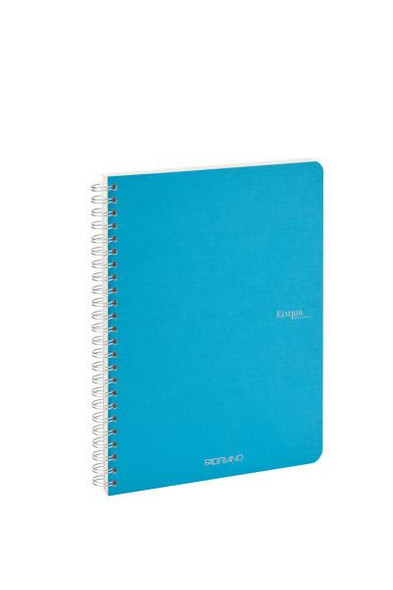 Fabriano EcoQua Spiral-Bound Notebook, 5.83" x 8.27", A5, Blank, 70 Sheets, Turq