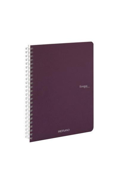 Fabriano EcoQua Spiral-Bound Notebook, 5.83" x 8.27", A5, Blank, 70 Sheets, Wine