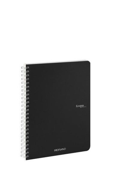 Fabriano EcoQua Spiral-Bound Notebook, 5.83" x 8.27", A5, Blank, 70 Sheets, Blac