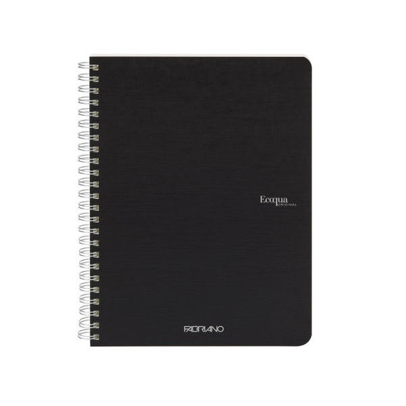  Fabriano EcoQua Spiral-Bound Notebook, 5.83" x 8.27", A5, Blank, 70 Sheets, Blac 