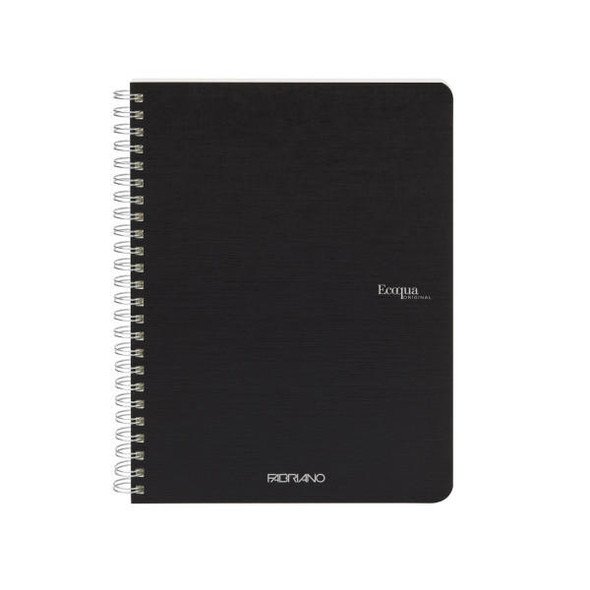 Fabriano EcoQua Spiral-Bound Notebook, 5.83" x 8.27", A5, Blank, 70 Sheets, Blac