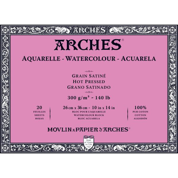 Arches 140 lb. Watercolor Pad, Hot-Pressed, 10" x 14"