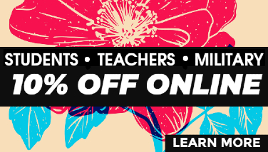 Students, Teachers, and Military get a 10% discount on online orders. Click this image to learn more. 