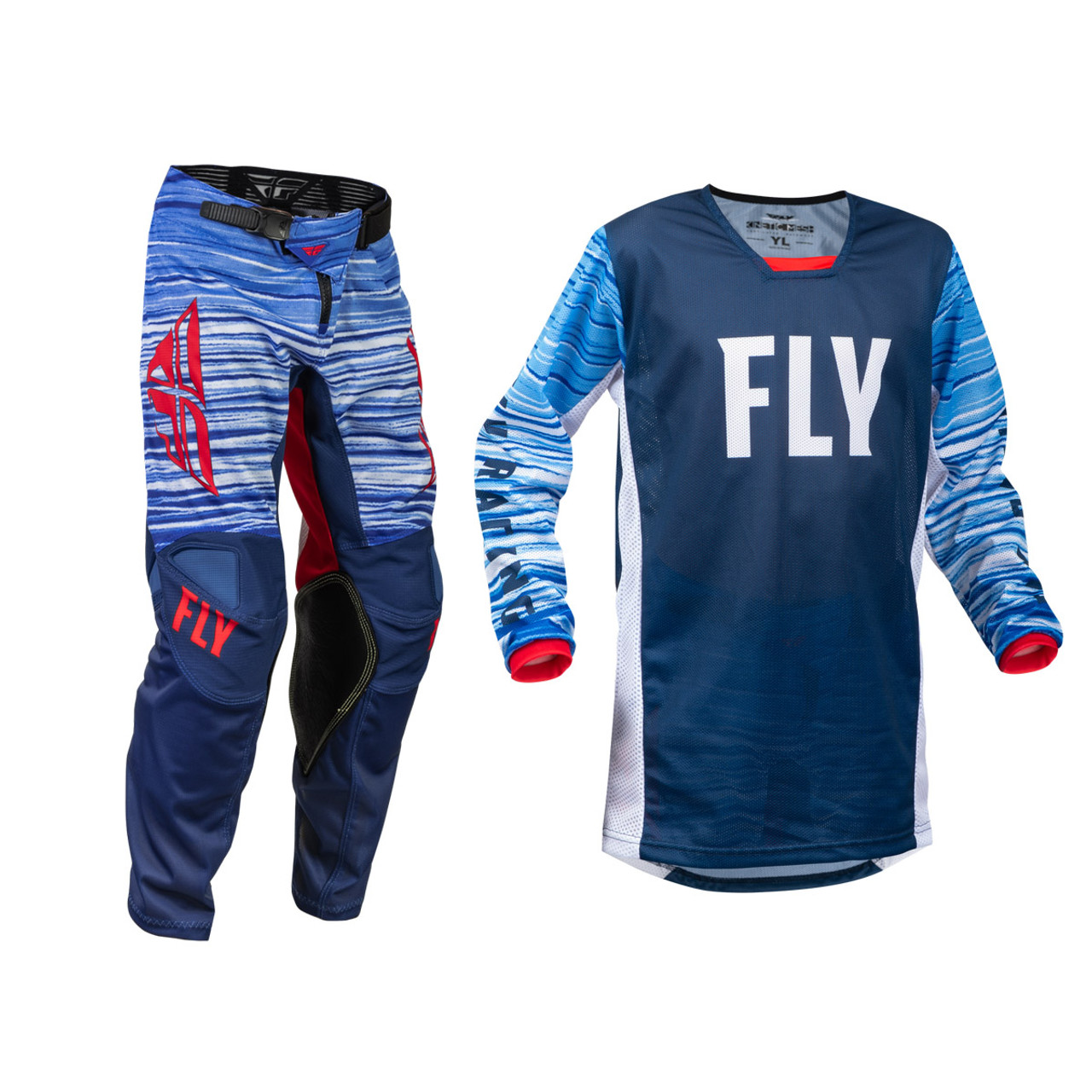 FLY Racing 2023 Youth Kinetic Mesh Jersey Pant Combo Red/White/Blue