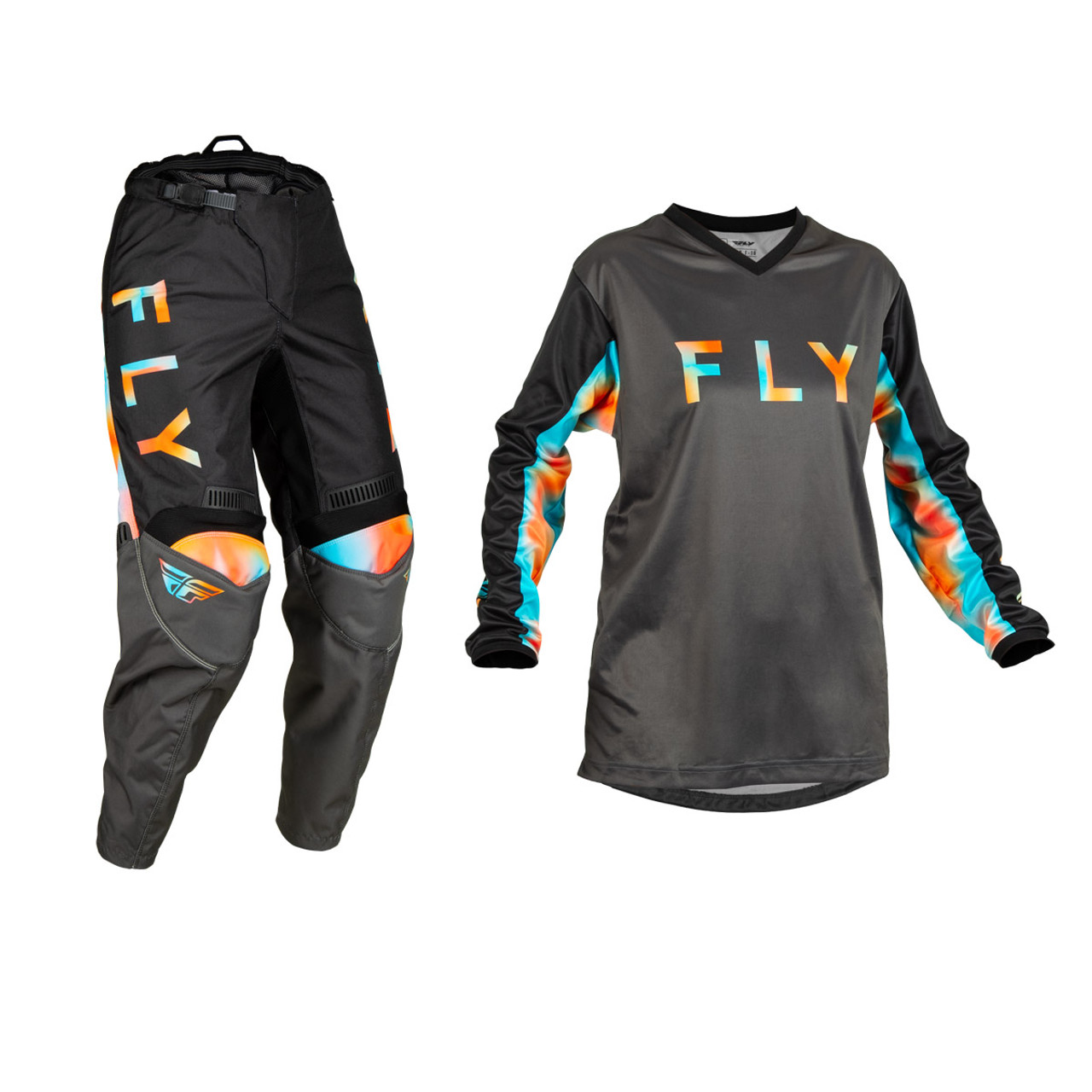 FLY Racing 2023 Womens F-16 Jersey Pant Combo Grey/Pink/Blue