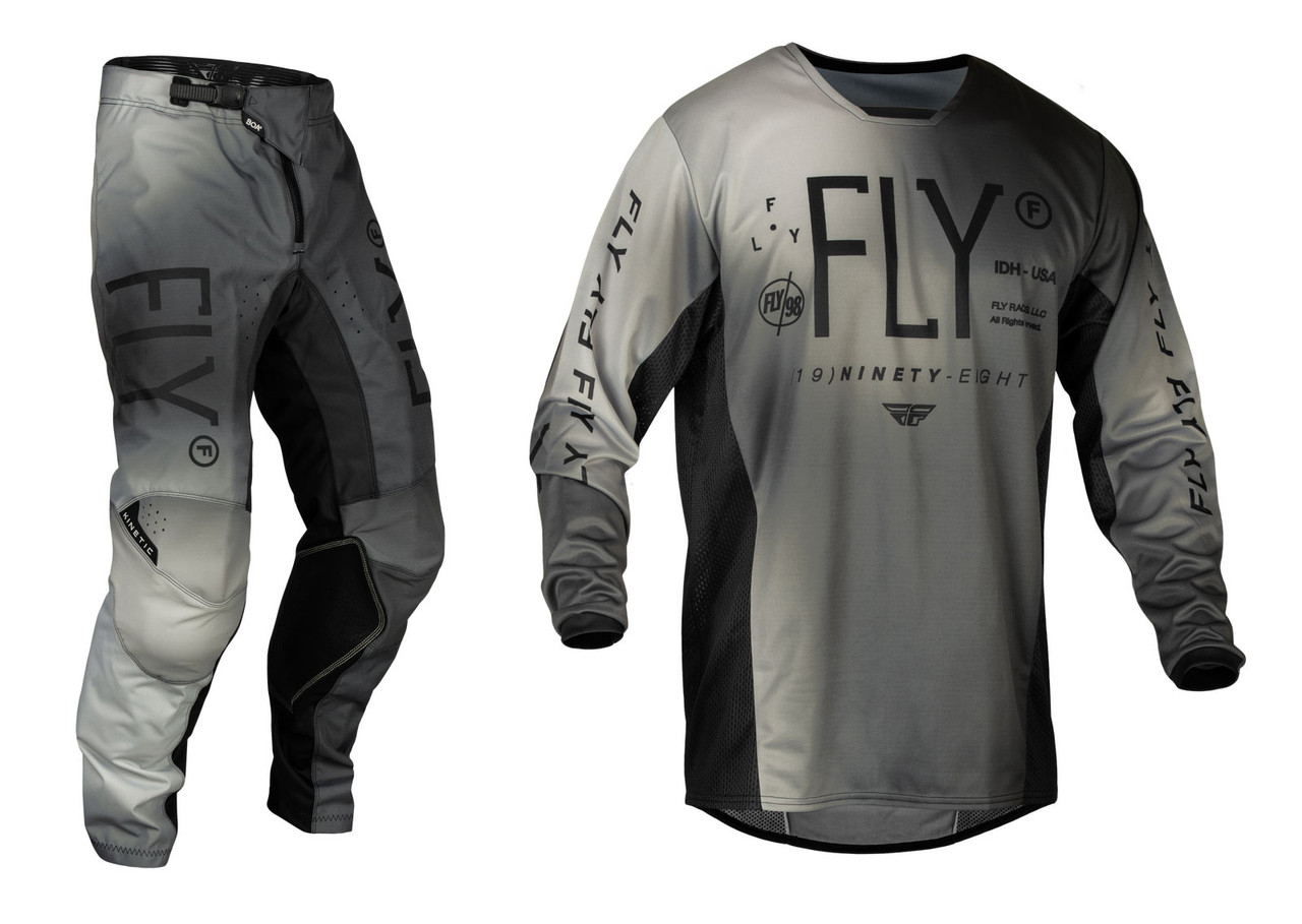 FLY Racing 2024 Youth Kinetic Prodigy Jersey Pant Combo Black/Light Grey