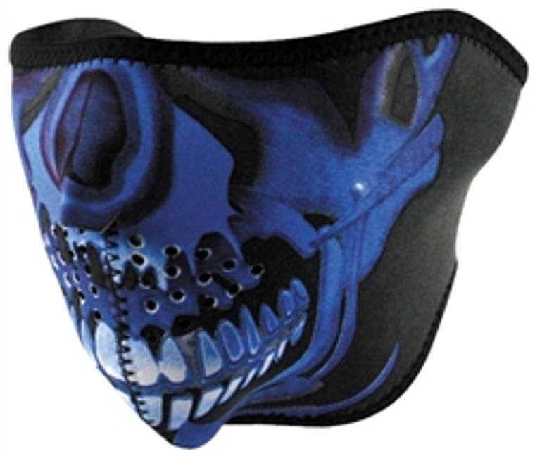 Lethal Threat Zan Neoprene Masks - Half Masks - Blue Chrome Skull