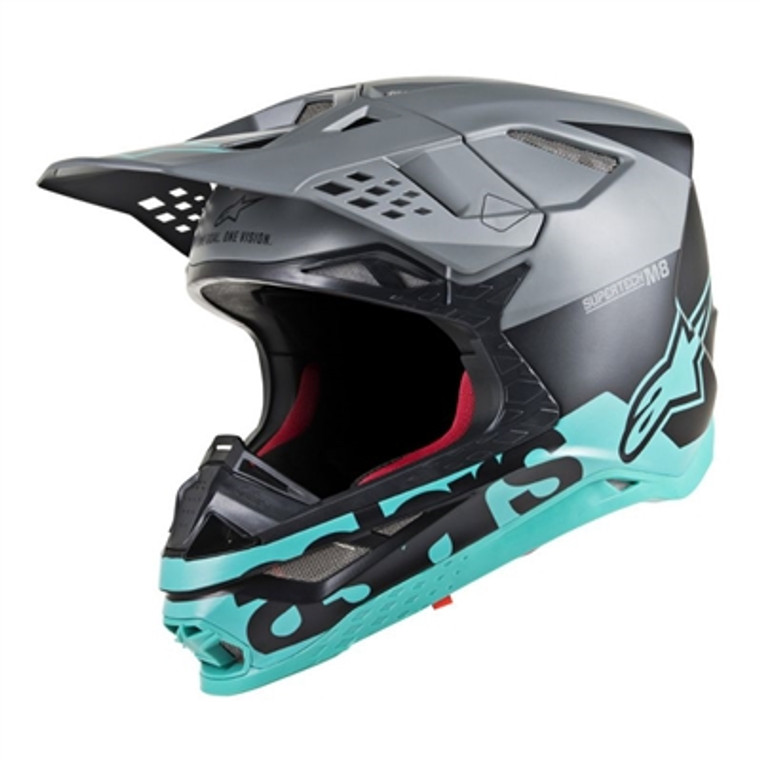 Alpinestars 2019 Supertech M8 Radium Offroad MIPS Helmet - Black Matte/Mid Grey/Teal