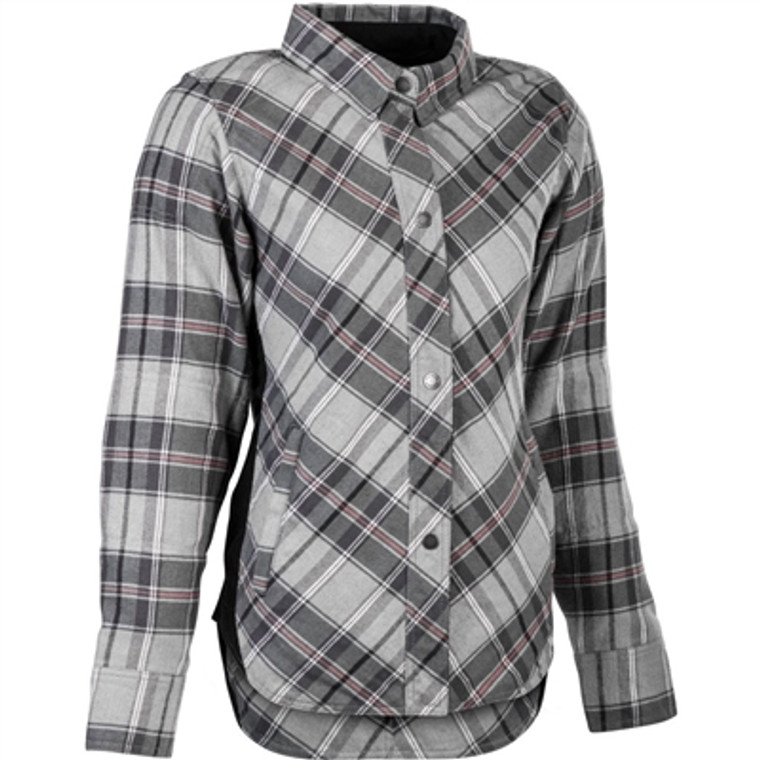 Highway 21 2019 Womens Rogue Motorcycle Armored Flannel Shirt - Pink/Grey