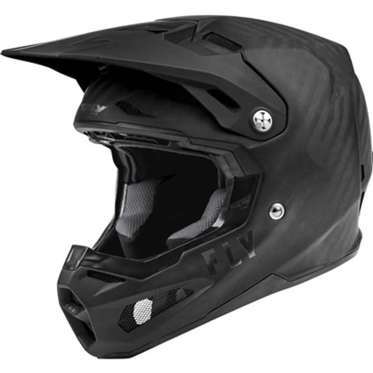 FLY Racing 2021 Youth Formula Carbon Solid Matte Offroad Helmet - Matte Black/Carbon - Youth Large