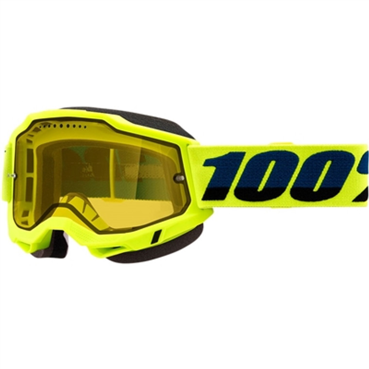 100% Accuri Snow Goggle - Fluo Yellow/Yellow Vented Dual Lens