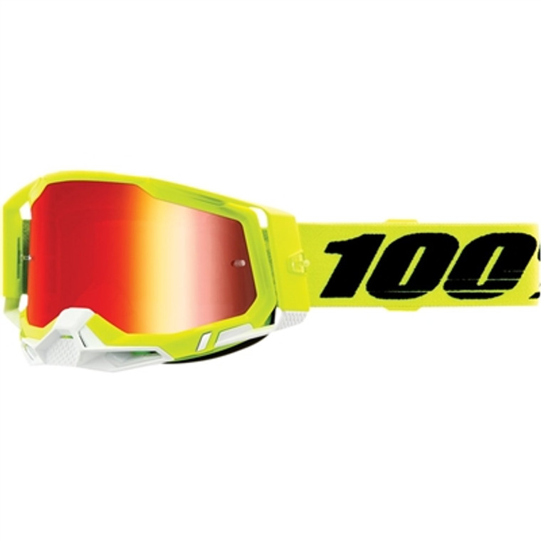 100% Racecraft Goggle - Fluo Yellow/Mirror Red Lens