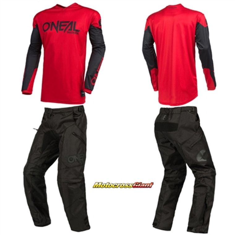 Oneal 2022 Element Threat Jersey and Apocalypse Pants Package - Red/Black