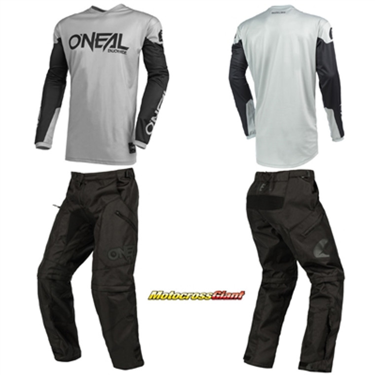 Oneal 2022 Element Threat Jersey and Apocalypse Pants Package - Grey/Black