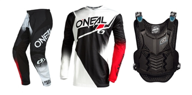 Oneal 2022 Element Racewear Black/White Jersey Pant Chest Protector Combo