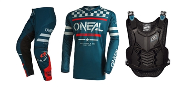 Oneal 2022 Element Squadron Teal/Grey Jersey Pant Chest Protector Combo