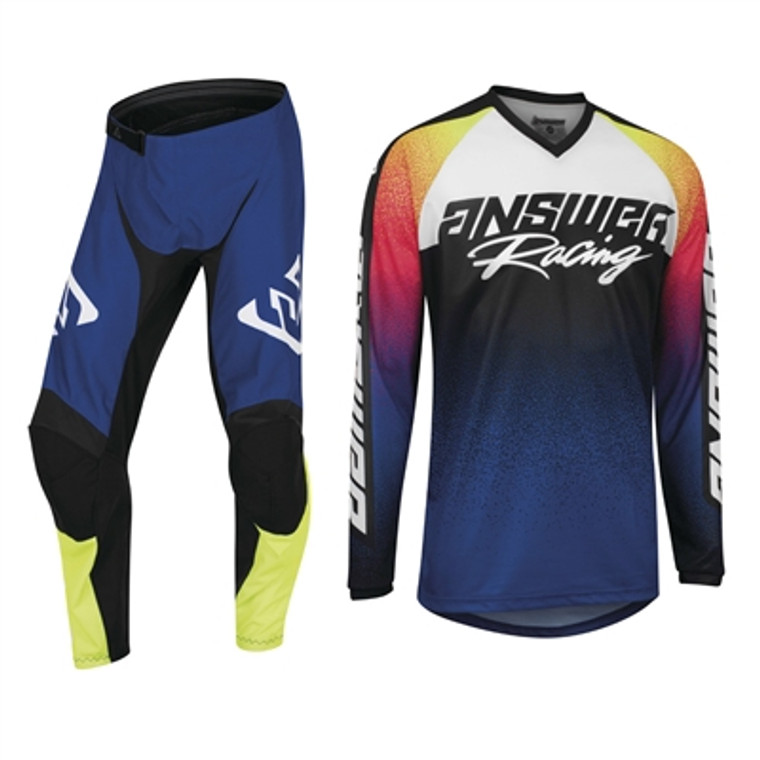 Answer Racing 2022 Youth Syncron Prism Jersey and Pant Combo - Astana Blue/Hyper Orange