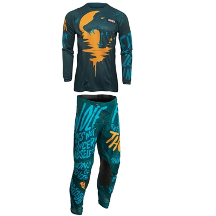 Thor Youth Pulse Counting Sheep Jersey and Pant Combo - Teal/Tangerine