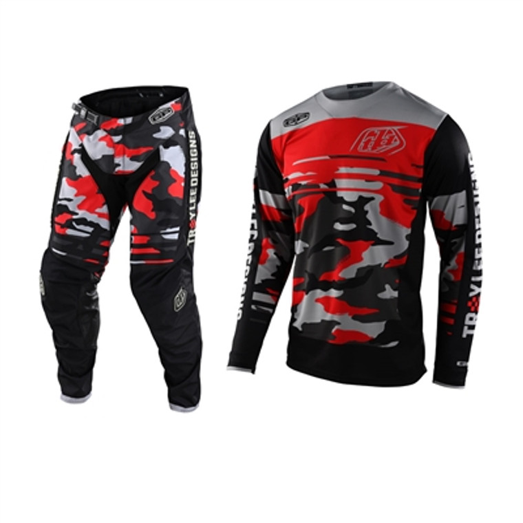 Troy Lee Designs 2022 GP Formula Camo Black/Rocket Red Jersey Pant Combo