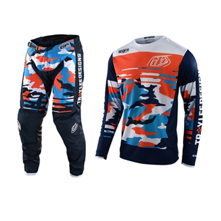 Troy Lee Designs 2022 GP Formula Camo Navy/Orange Jersey Pant Combo