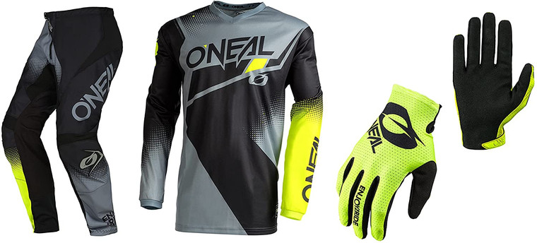 Oneal Element Racewear Yellow Jersey Pant Gloves Combo
