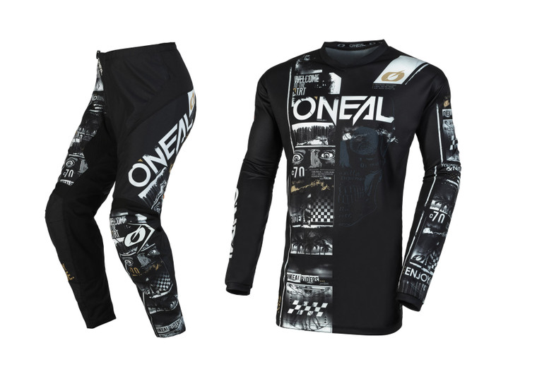 Oneal 2023 Youth Element Attack Jersey Pant Combo Black/White