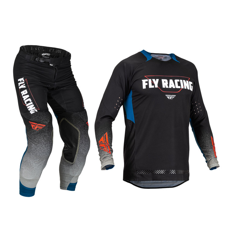 FLY Racing 2023 Evolution DST Jersey Pant Combo Black/Grey/Blue