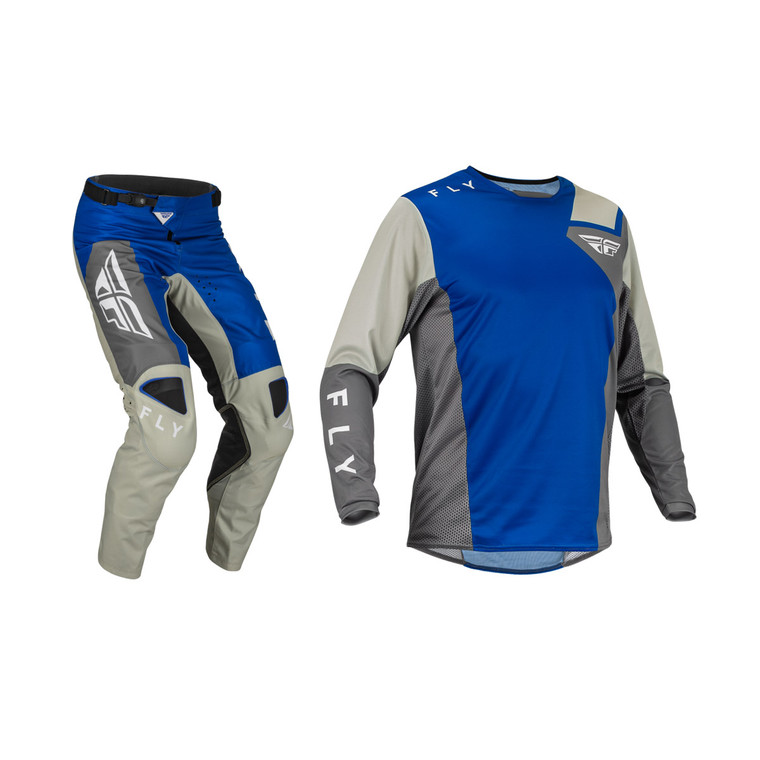 FLY Racing 2023 Kinetic Jet Jersey Pant Combo Blue/Grey/White