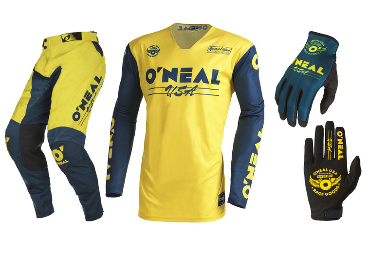 Oneal Mayhem Bullet Yellow/Blue Jersey Pant Gloves Combo