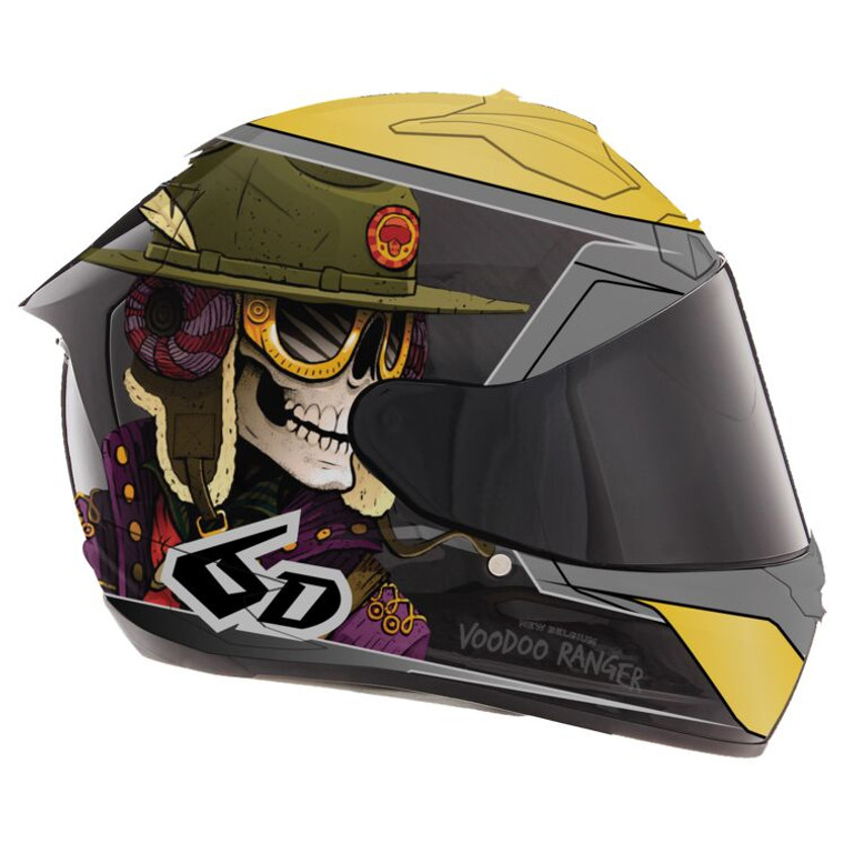 6D ATS-1R Voodoo Ranger Gloss Black Gold Full Face Helmet