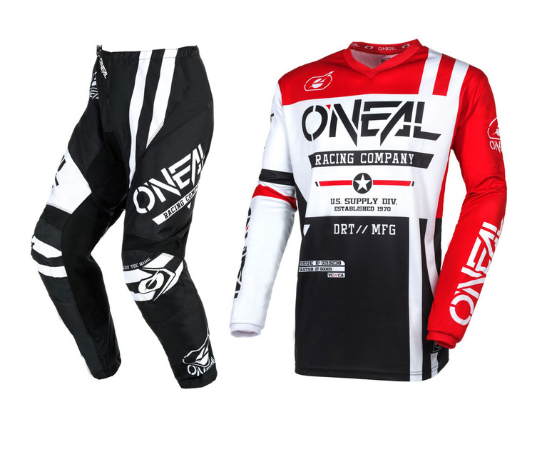 O'Neal 2024 Element Warhawk Jersey Pant Combo - Black/White/Red