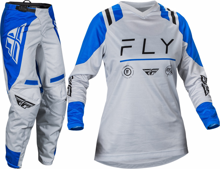 FLY Racing 2024 Womens F-16 Jersey Pant Combo Arctic Grey/Blue