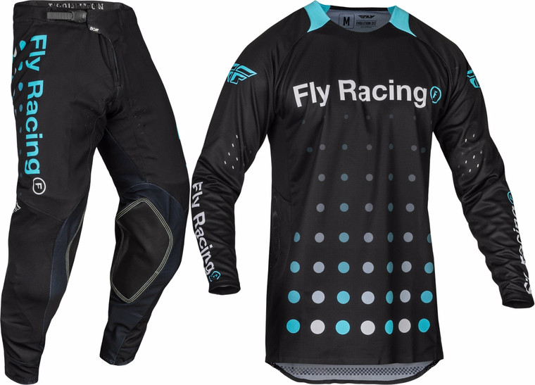 FLY Racing 2024 Evolution DST SE Strobe Jersey Pant Combo Black/Electric Blue