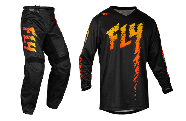 FLY Racing 2024 Youth F-16 Jersey Pant Combo  Black/Yellow/Orange