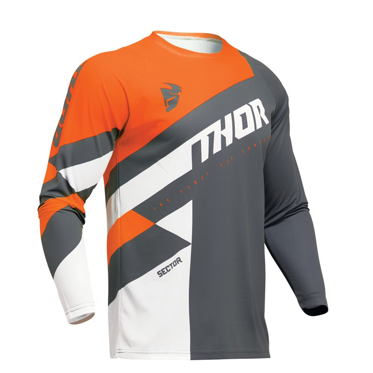 Thor 2024 Youth Sector Checker Jersey - Charcoal/Orange