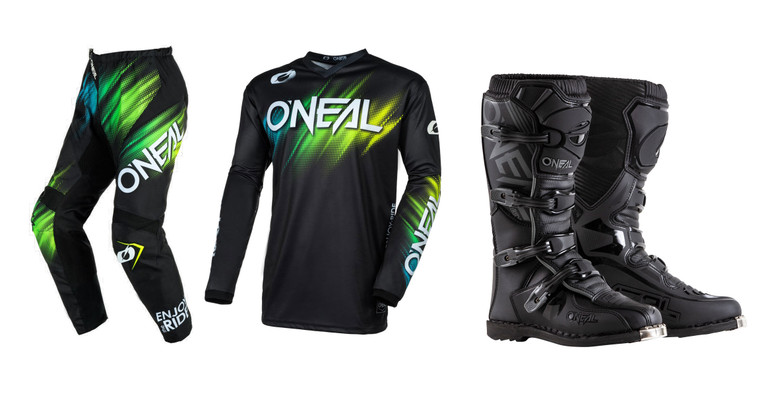 O'Neal 2024 Element Voltage Jersey Pant Element Boot Combo Black/Green