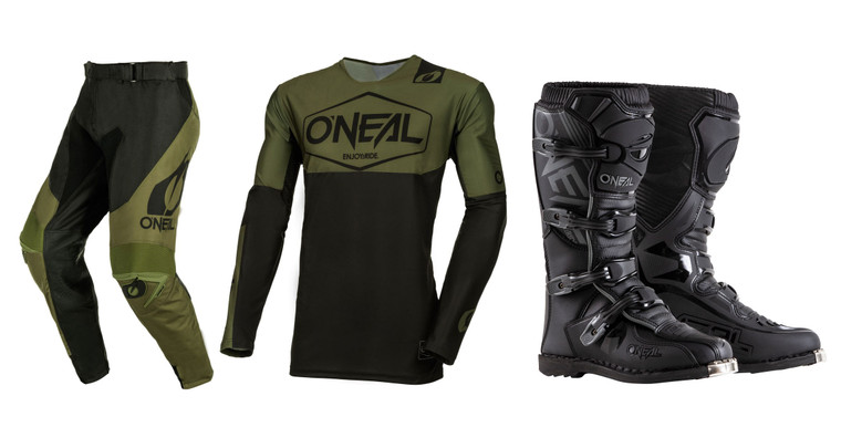 O'Neal 2024 Mayhem Hexx Jersey Pant Element Boot Combo Black/Green