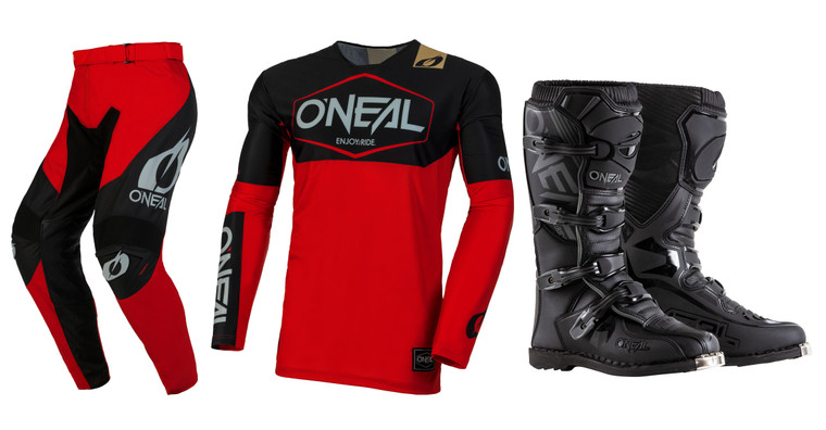 O'Neal 2024 Mayhem Hexx Jersey Pant Element Boot Combo Black/Red