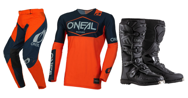 O'Neal 2024 Mayhem Hexx Jersey Pant Element Boot Combo Blue/Orange