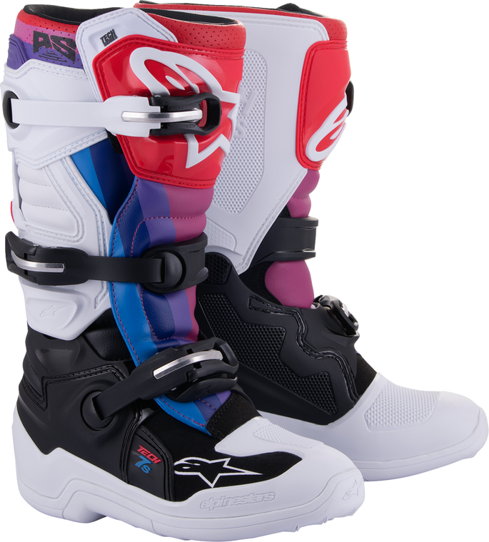 Alpinestars 2024 Youth Tech 7S Boots - White/Black/Rainbow