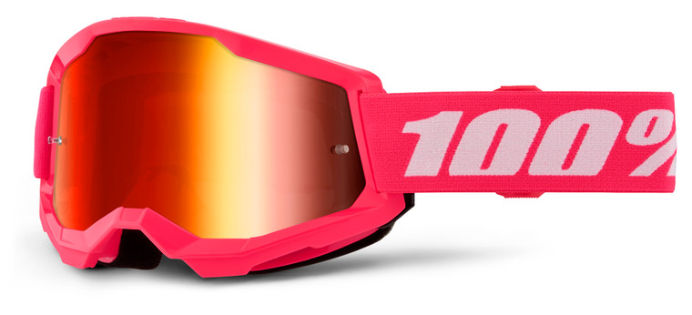 100% Strata 2 Offroad Goggle Pink - Mirror Red Lens